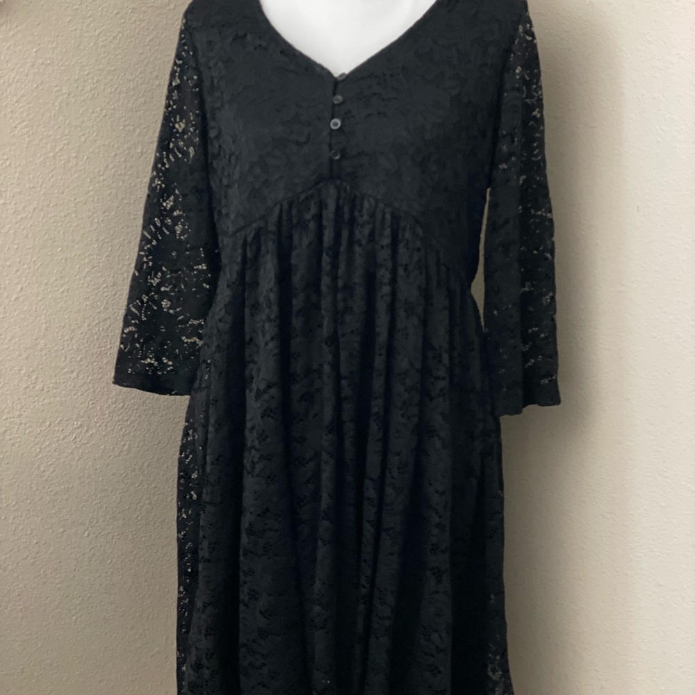 Torrid Black Lace Dress with 3/4 Sleeves (Size 1)